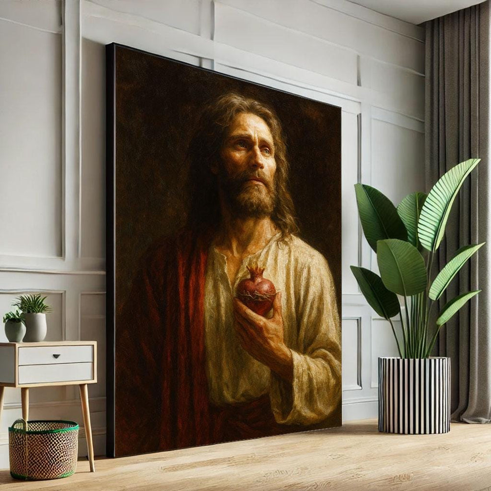 Radiant Jesus Sacred Heart Canvas Print | Spiritual Decor