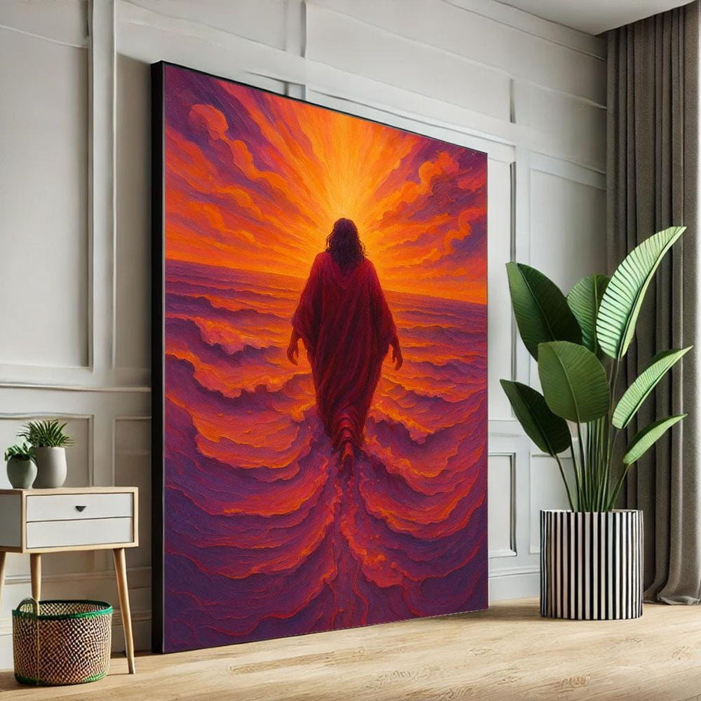 Radiant Jesus Walking on Water Canvas Print | Spiritual Art