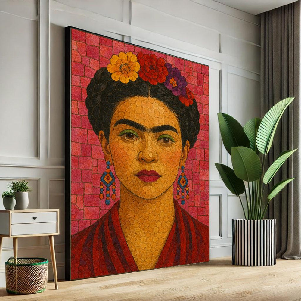 Vibrant Frida Kahlo Portrait Canvas Wall Art Print | Bold Bedroom Wall Decor | Luxury Gift