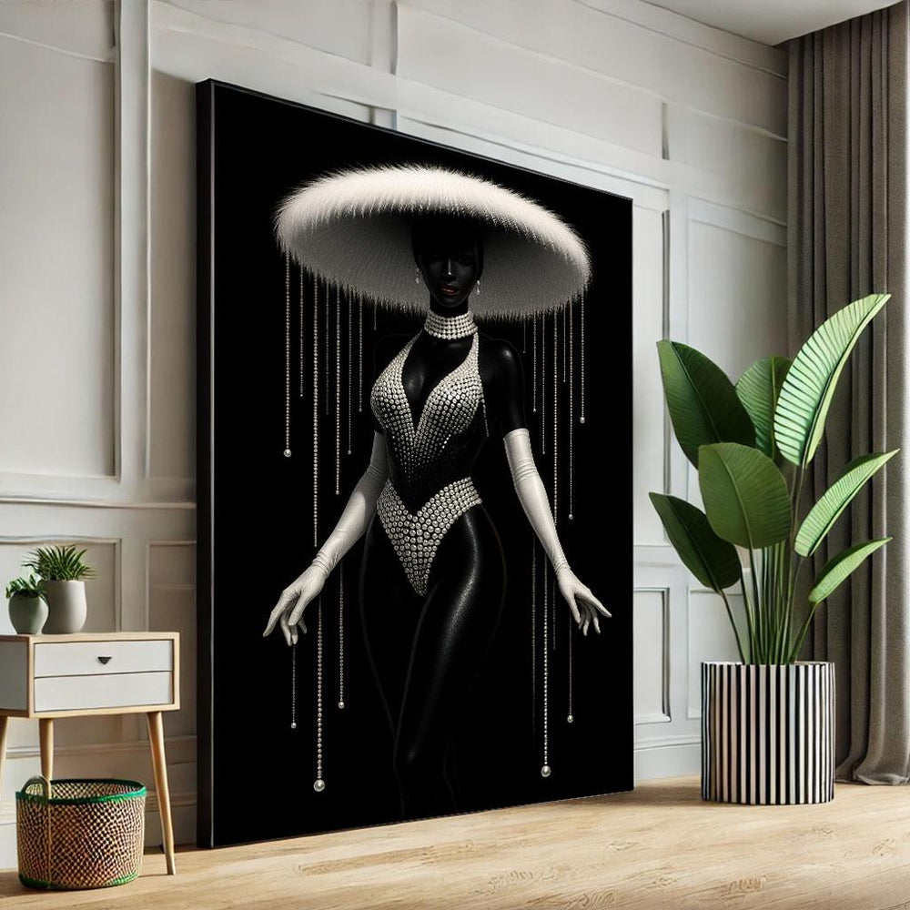 Glamorous Black Woman Canvas Art Print | Modern Home Decor