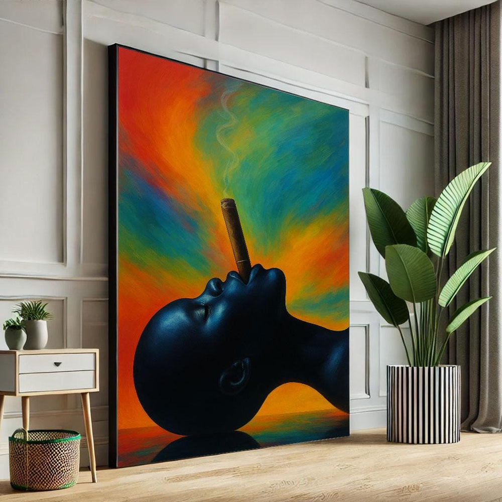 Bold Black Woman Smoking Cigar Art Print | Modern Canvas Wall Decor