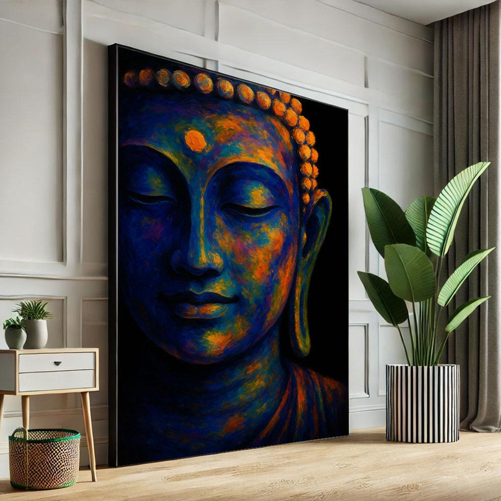 Calming Buddha Meditation Canvas Wall Art Print | Vibrant Living Room Decor | Statement Piece