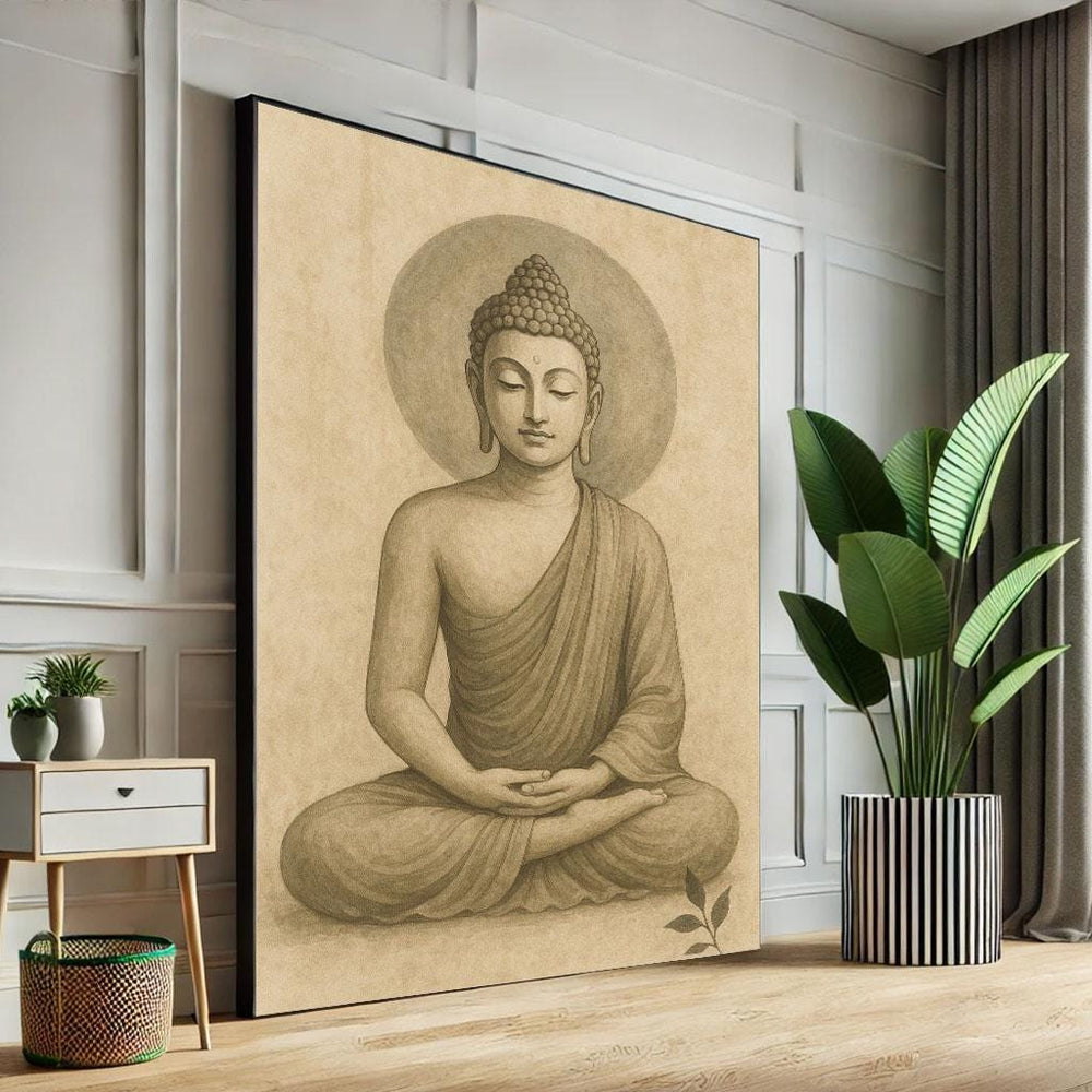 Serene Buddha Canvas Print | Minimalist Zen Decor, Ready to Hang