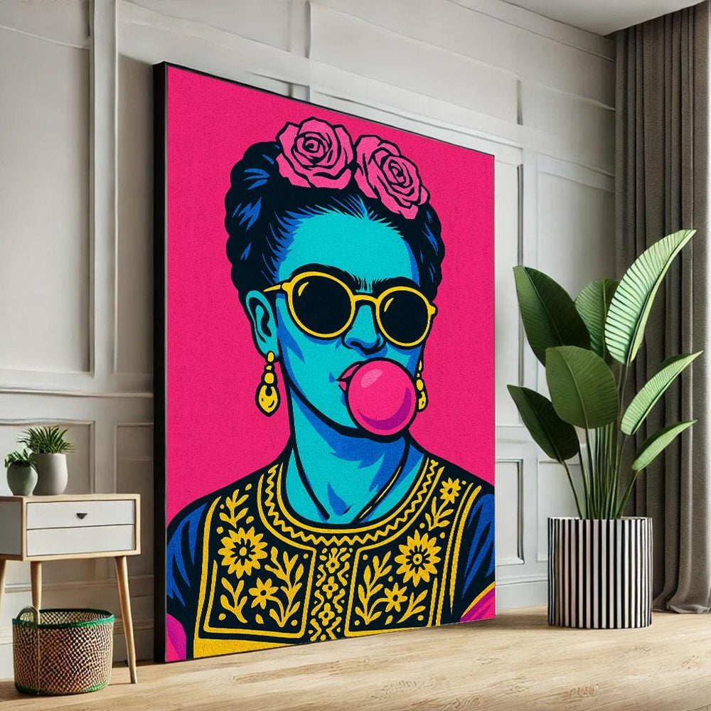 Vibrant Frida Kahlo Pop Art Canvas Print | Bedroom Wall Decor