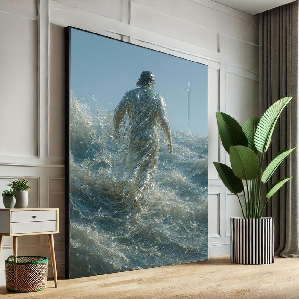 Jesus Walking on Water Canvas Art | Spiritual Decor
