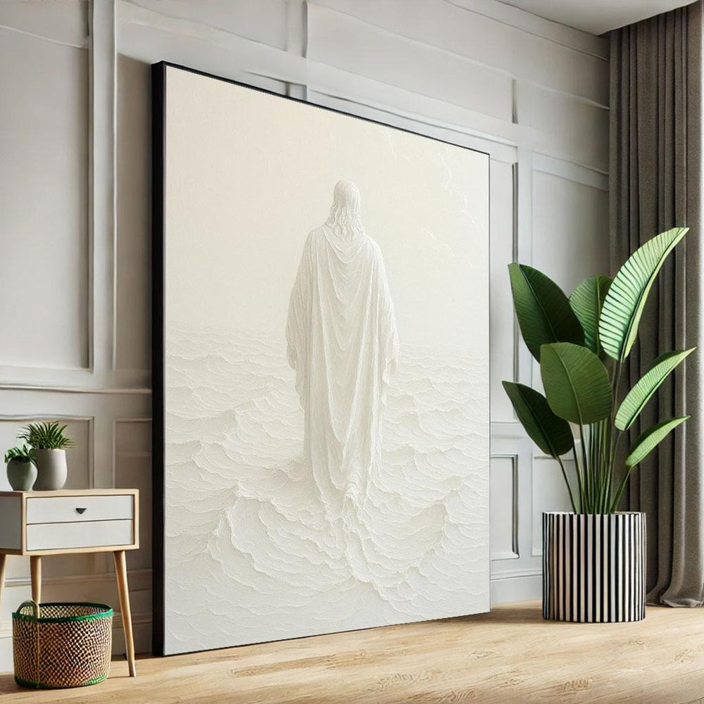 Jesus Walking on Water Canvas Print | Minimalist Christian Art