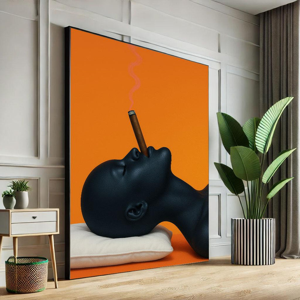 Bold Black Woman Smoking Cigar Art | Modern Canvas Print