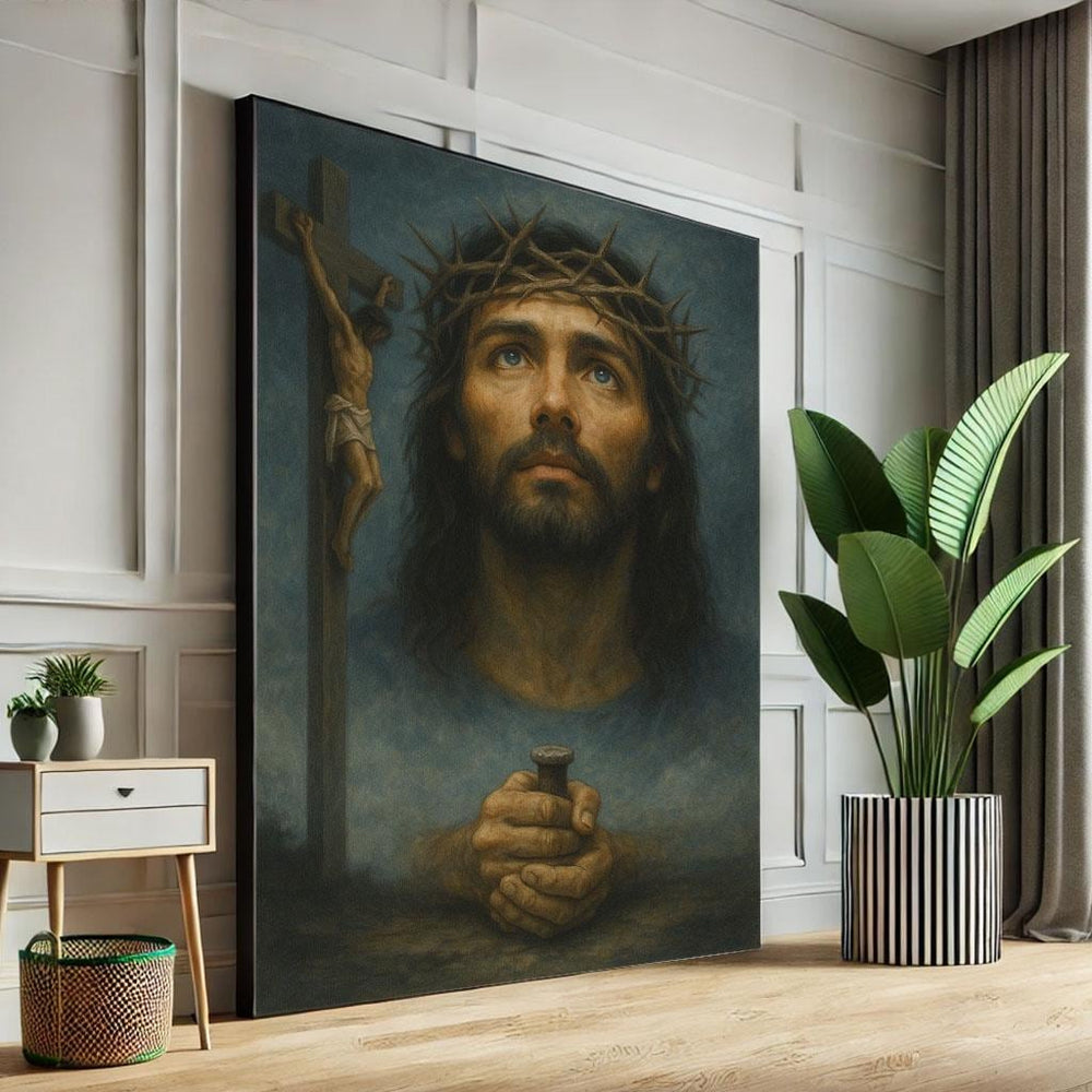 Jesus with Crown of Thorns Canvas Print | Spiritual Wall Art