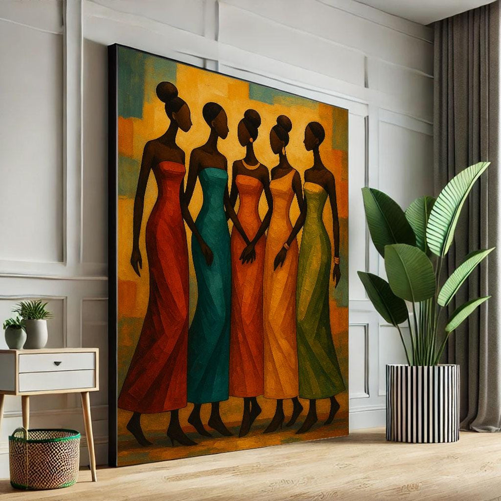 Bold African Women Portrait Canvas Wall Art Print | Vibrant Living Room Decor | Statement Piece