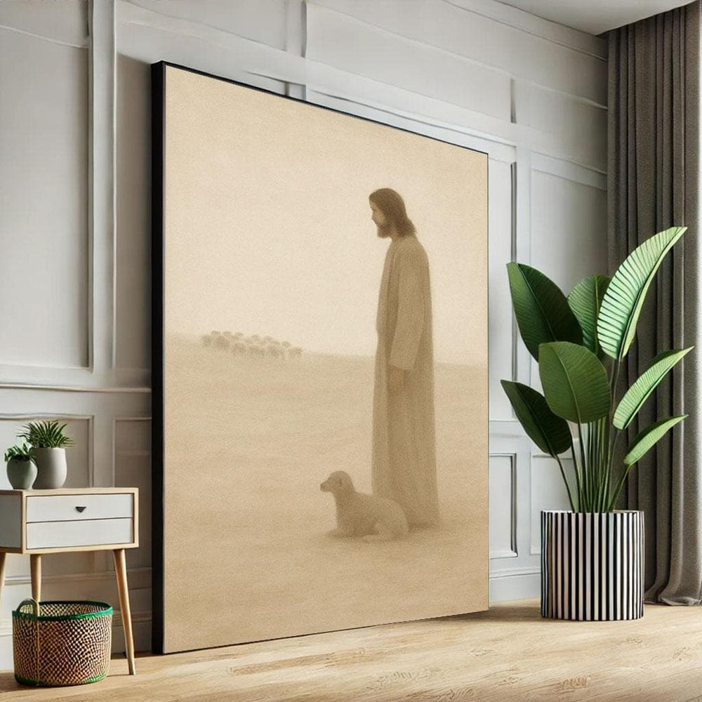 Jesus and Lamb Canvas Print | Spiritual Home Decor