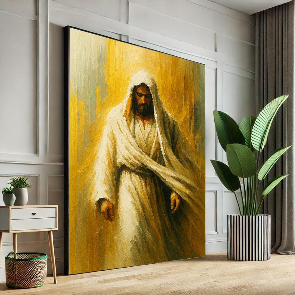 Radiant Jesus Canvas Print | Golden Light, Spiritual Decor