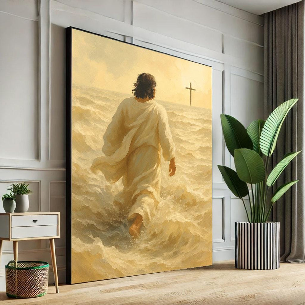 Jesus Walking on Water Canvas Print | Spiritual Wall Art