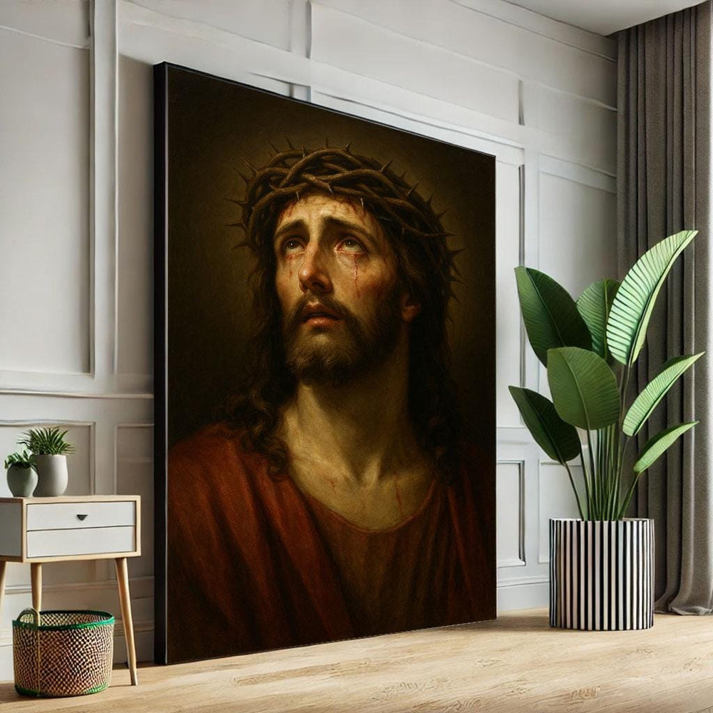 Jesus with Crown of Thorns Canvas Print | Spiritual Wall Art