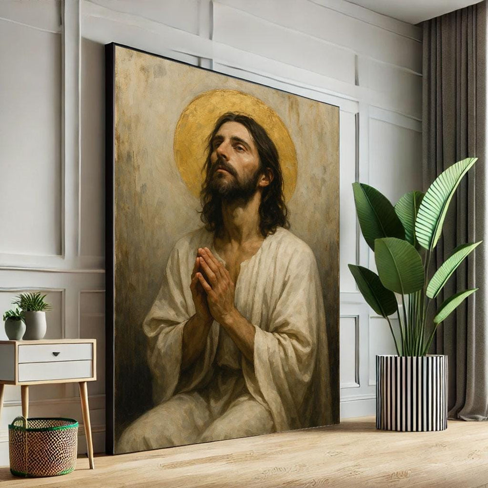 Jesus with Golden Halo Canvas Print | Spiritual Wall Art