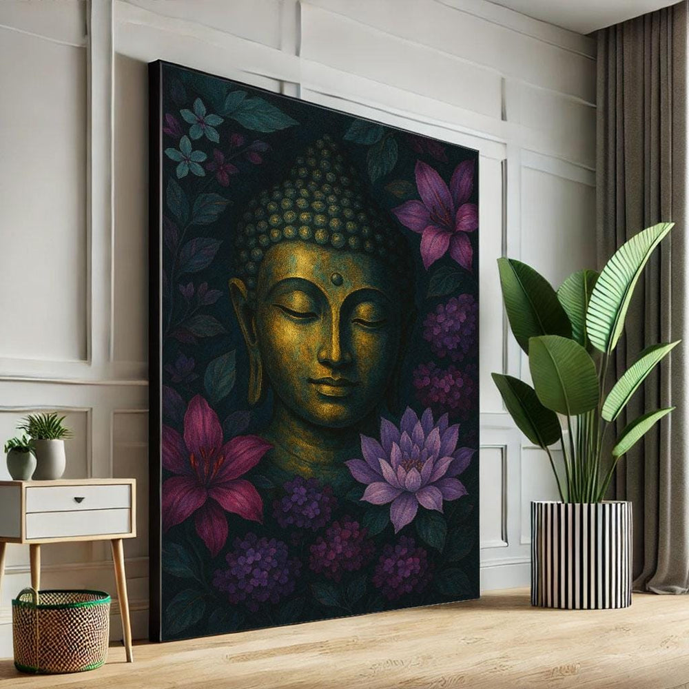 Serene Buddha Meditation Canvas Wall Art Print  Boho Living Room Decor  Statement Piece