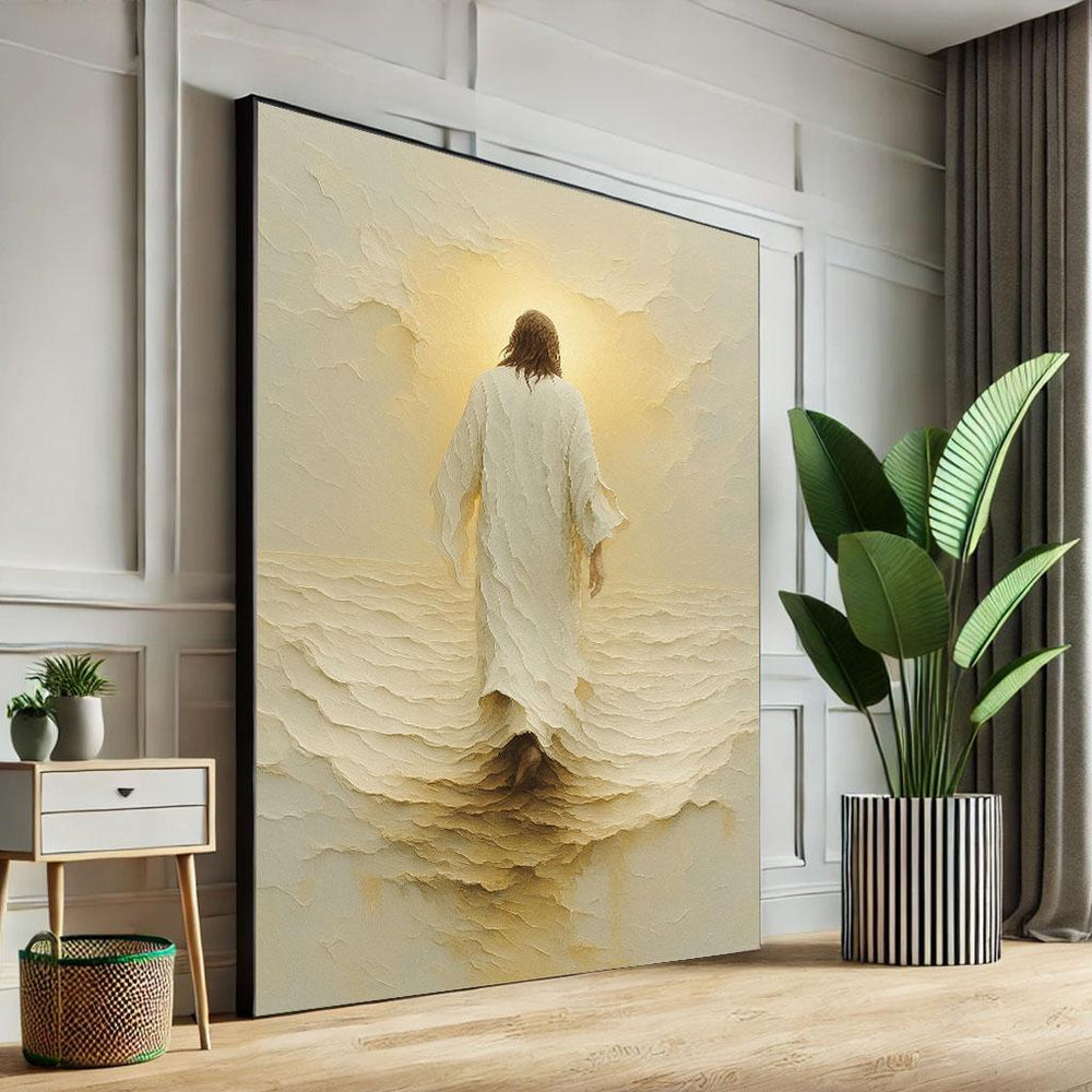 Jesus Walking on Water Canvas Print, Inspirational Wall Art