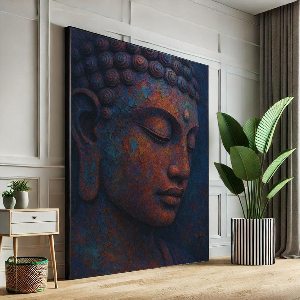 Serene Buddha Meditation Canvas Wall Art Print  Abstract Living Room Decor  Statement Piece