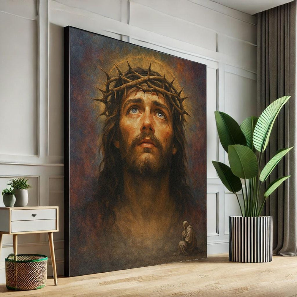 Radiant Jesus Canvas Print, Crown of Thorns, Spiritual Decor