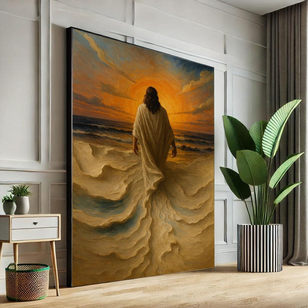 Jesus Walking on Water Canvas Print, Spiritual Decor