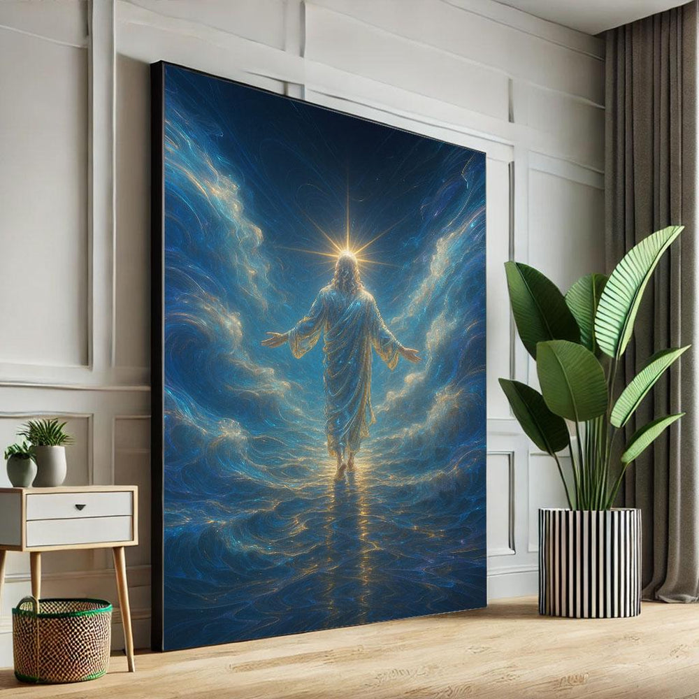 Radiant Jesus Canvas Print, Divine Light Spiritual Decor