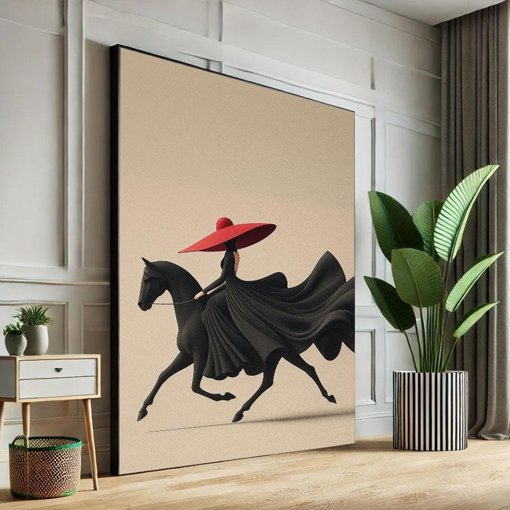 Woman on Horseback Canvas Print, Elegant Living Room Art