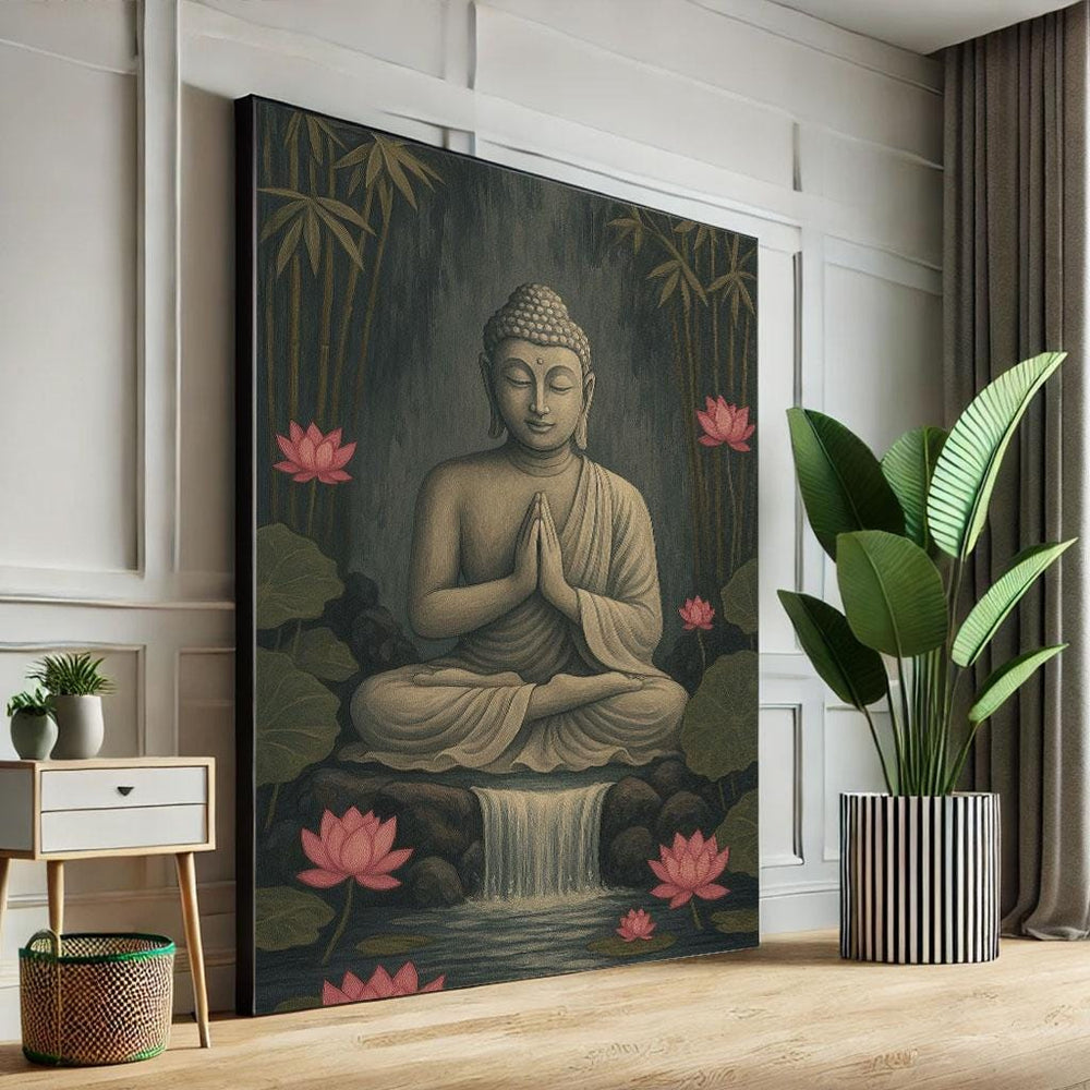 Serene Buddha Meditation Canvas Wall Art Print  Zen Living Room Decor  Tranquil Statement Piece