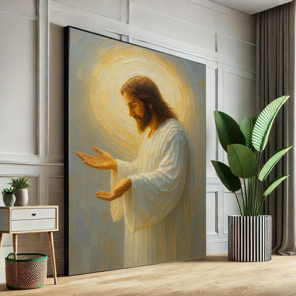 Radiant Jesus Canvas Print, Spiritual Decor, Statement Piece