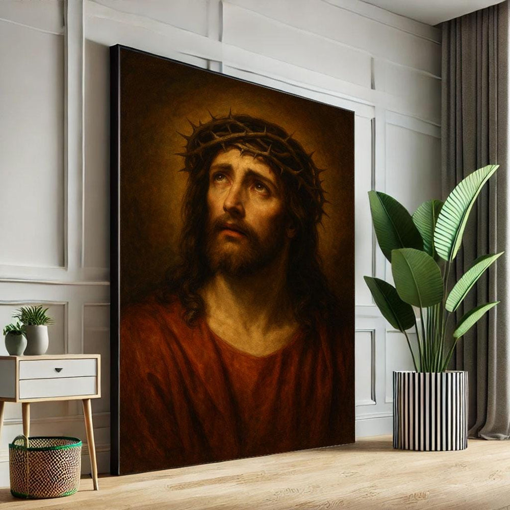 Radiant Jesus Canvas Art Print, Crown of Thorns, Inspirational Decor