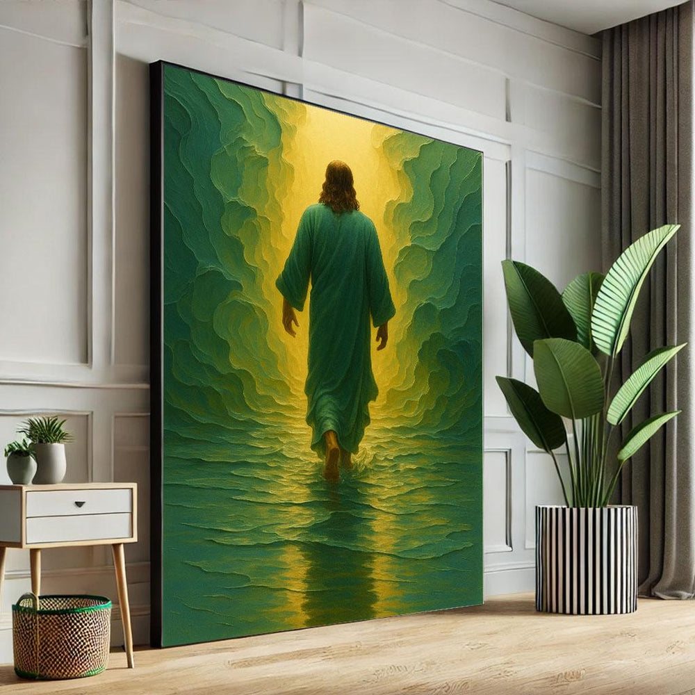Jesus Walking on Water Canvas Print, Spiritual Decor