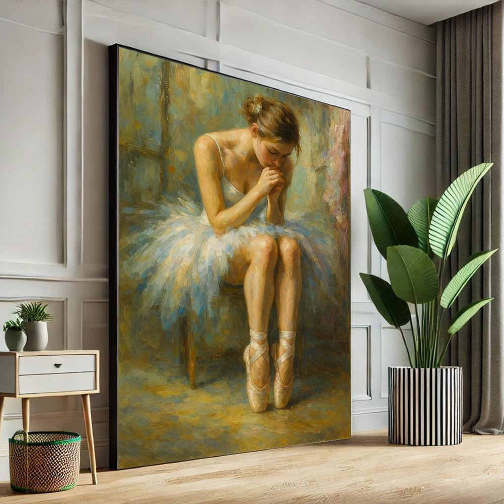 Poised Ballerina Canvas Wall Art Print  Impressionist Bedroom Wall Decor  Ready to Hang