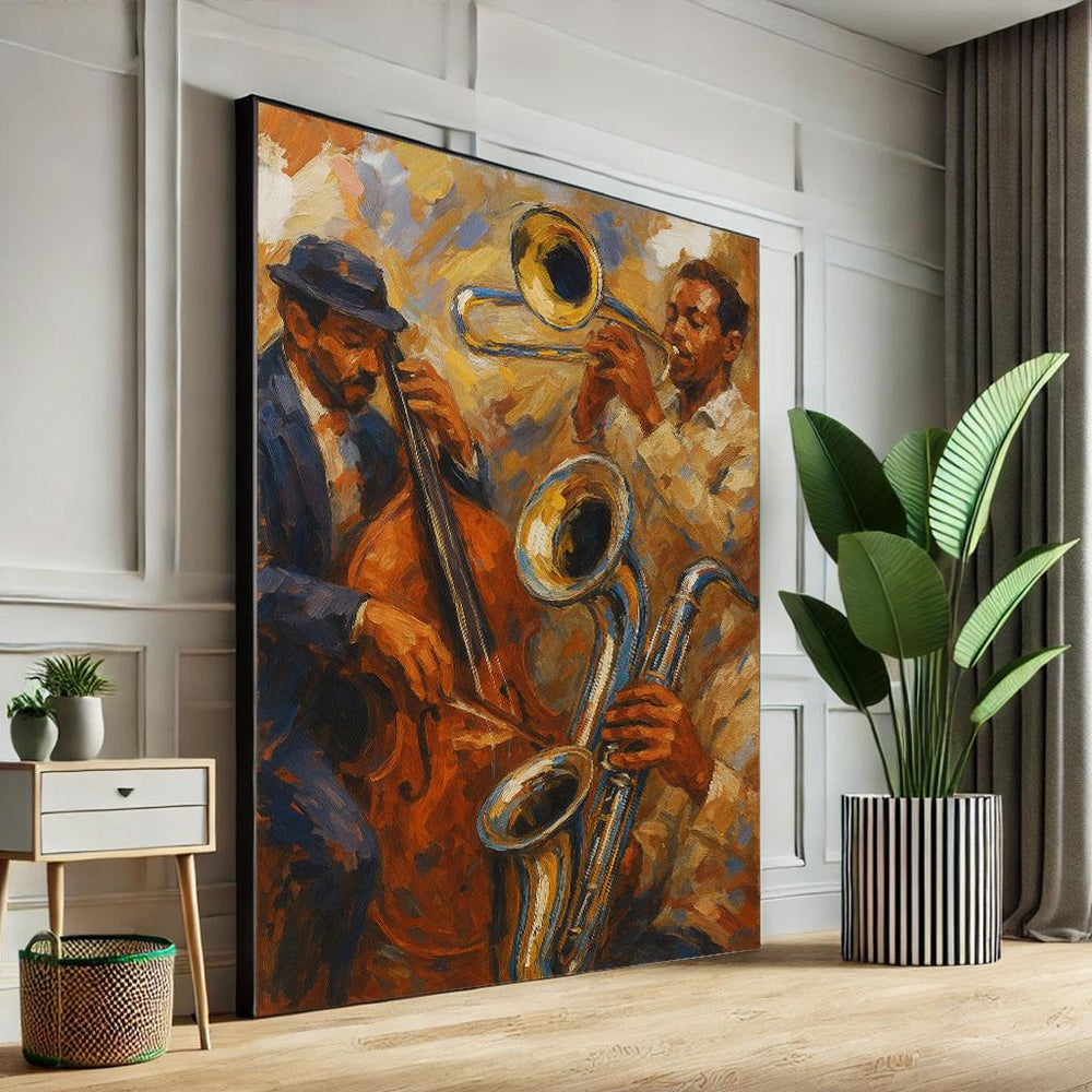 Jazz Musician Canvas Print, Vibrant Music Room Wall Art
