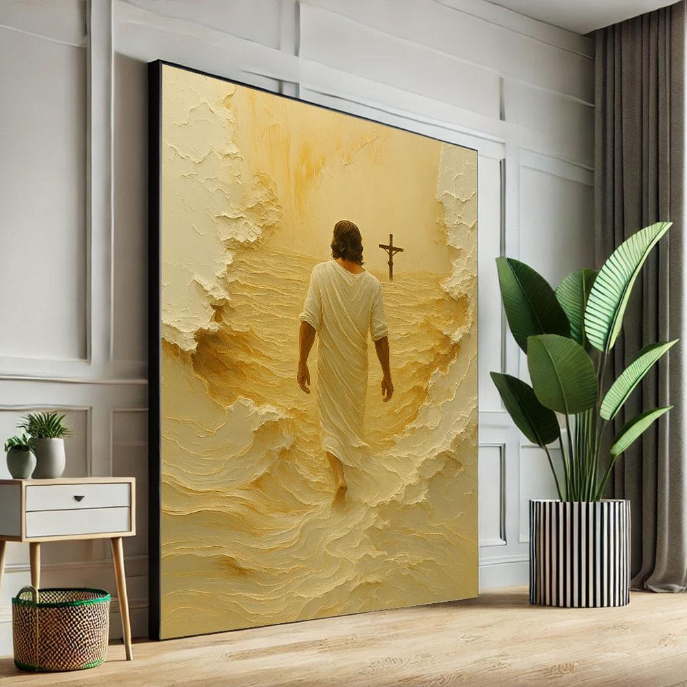 Jesus Walking on Water Canvas Print, Spiritual Decor