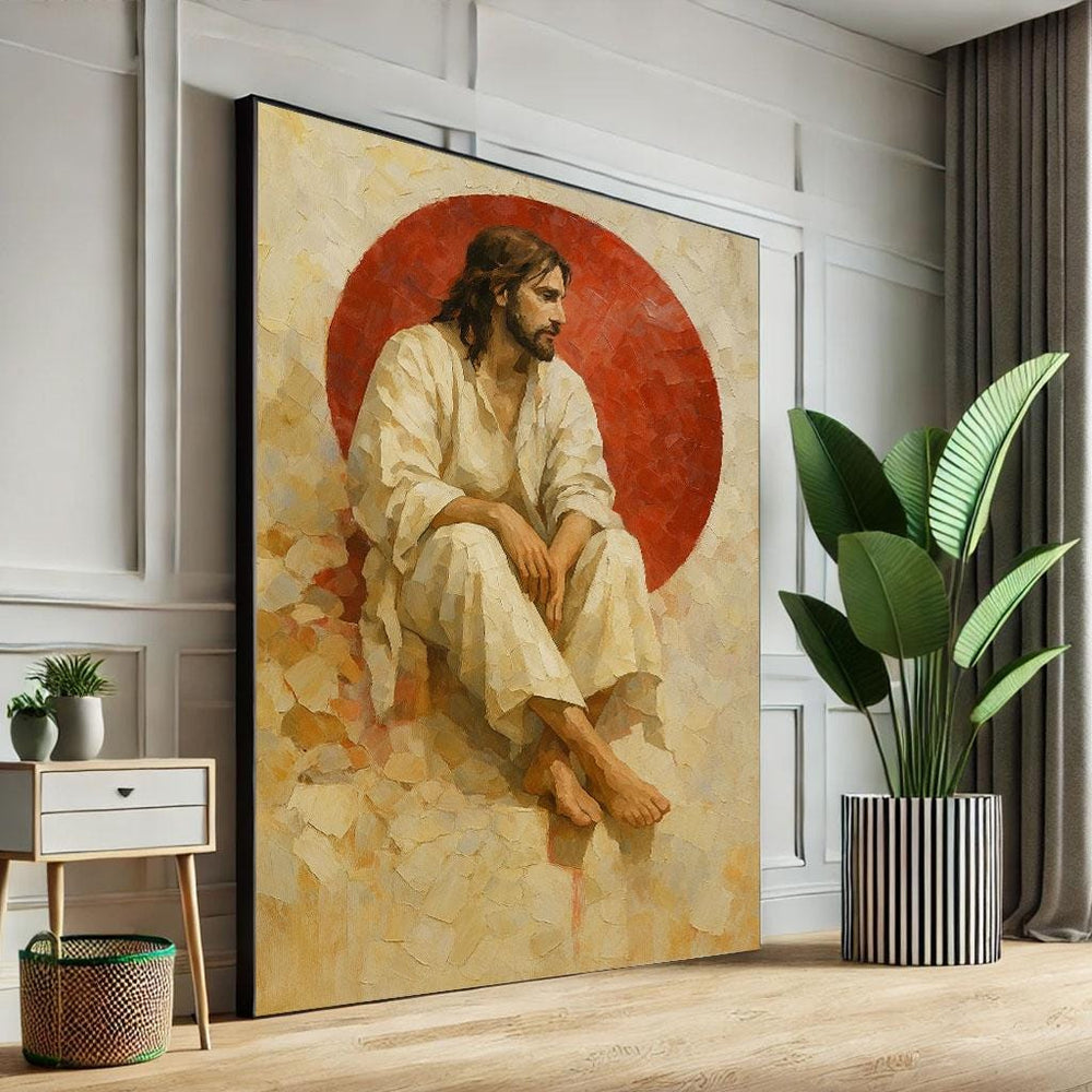 Radiant Jesus Canvas Print, Thoughtful Pose Wall Art