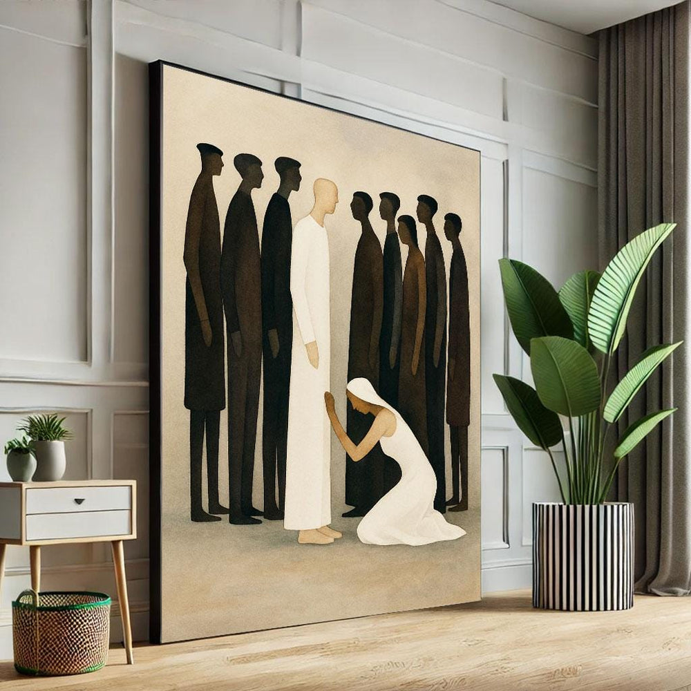Serene Religious Scene Canvas Wall Art Print  Minimalist Living Room Decor  Statement Piece