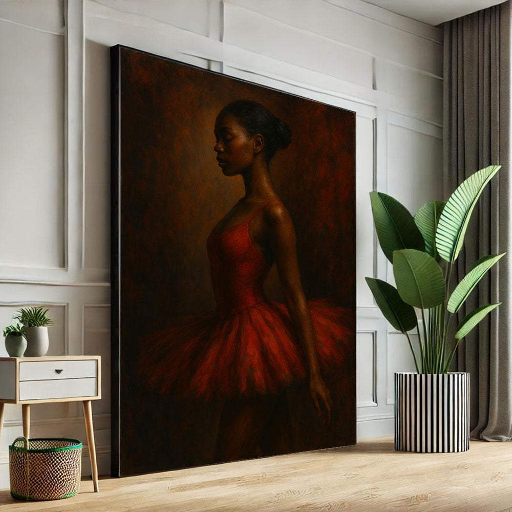 Elegant Black Ballerina Canvas Wall Art Print  Minimalist Living Room Decor  Statement Piece