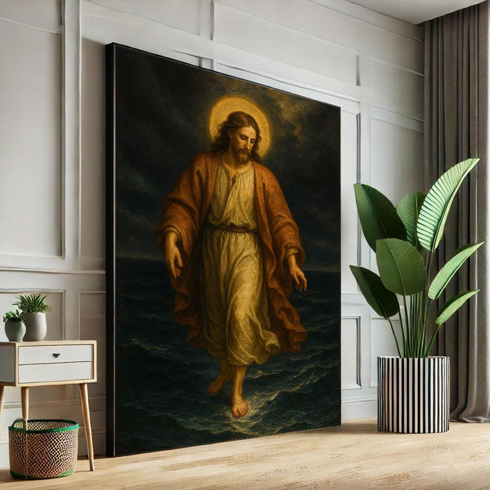 Jesus Walking on Water Canvas Print, Spiritual Art