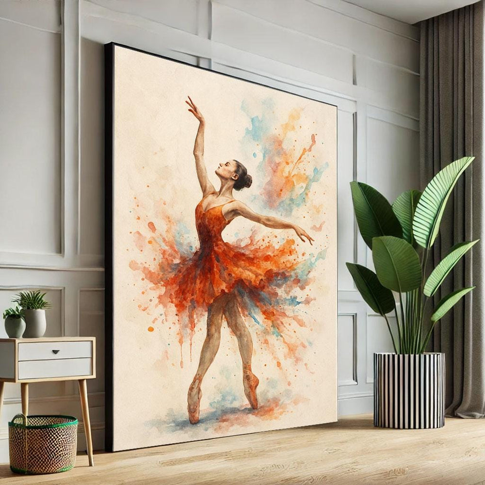 Ballerina in Red Dress Canvas Print - Modern Dance Art