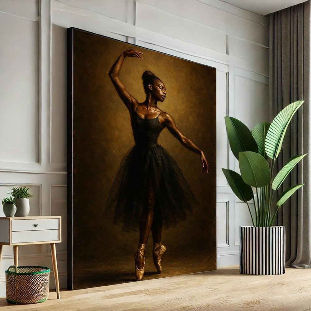 Elegant Black Ballerina Canvas Wall Art Print  Modern Living Room Decor  Statement Piece