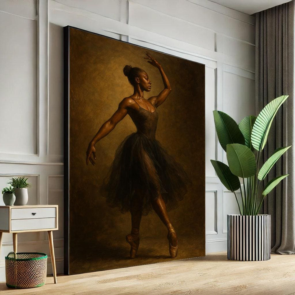 Elegant Black Ballerina Canvas Wall Art Print  Modern Dance Living Room Decor  Statement Piece