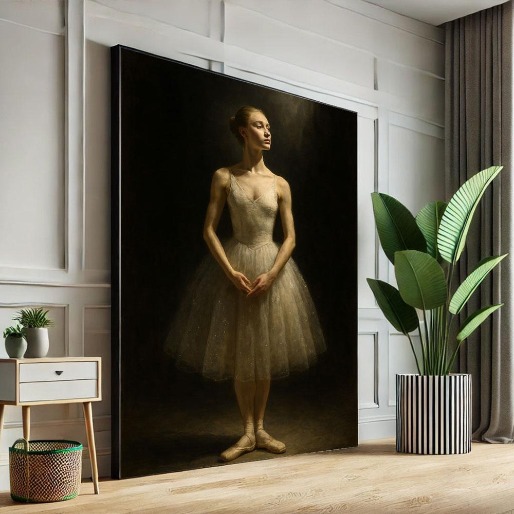 Elegant Ballerina Portrait Canvas Wall Art Print  Minimalist Bedroom Wall Decor  Statement Piece