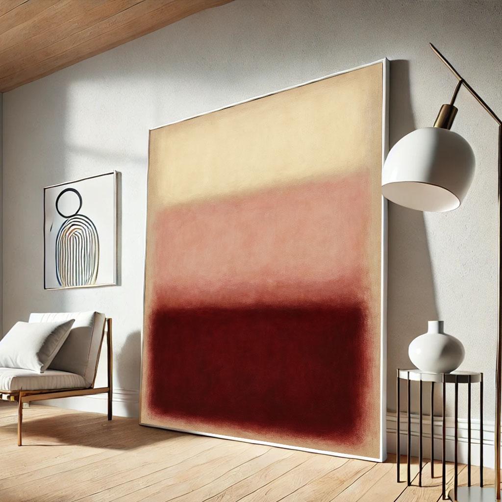 Image 3 of Mark Rothko Beige and Burgundy Canvas Iconic Color Field Painting Reproduction for Bold Modern Interiors