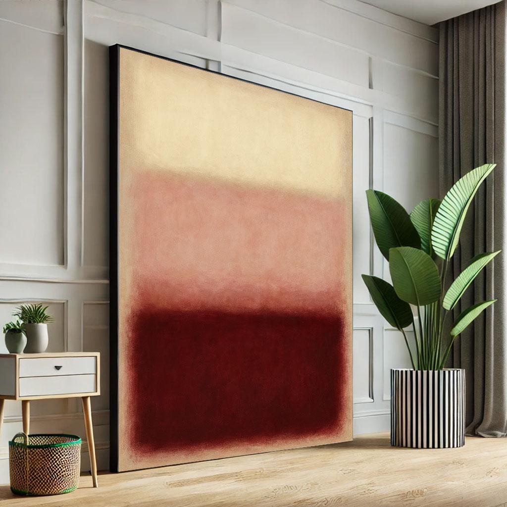 Image 1 of Mark Rothko Beige and Burgundy Canvas Iconic Color Field Painting Reproduction for Bold Modern Interiors