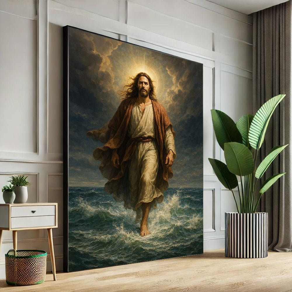 Jesus Walking on Water Canvas Print - Spiritual Home Decor
