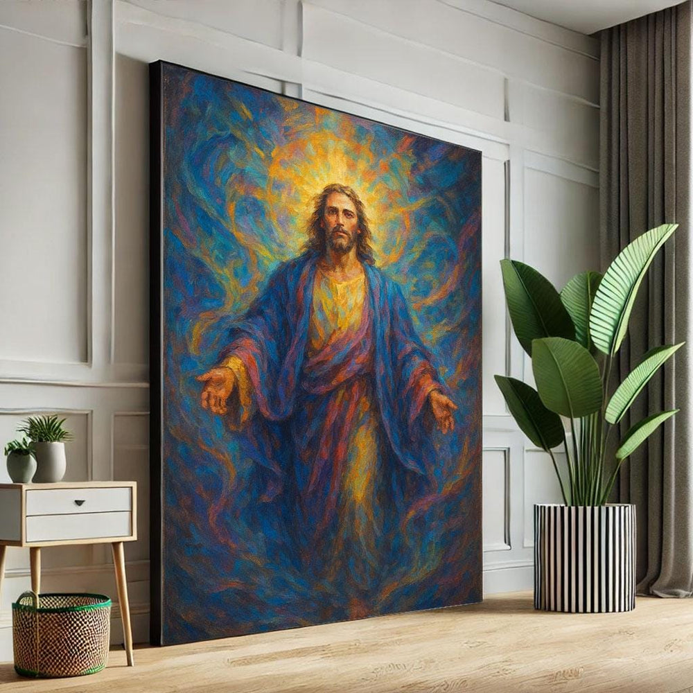 Radiant Jesus Canvas Print, Divine Light Spiritual Decor