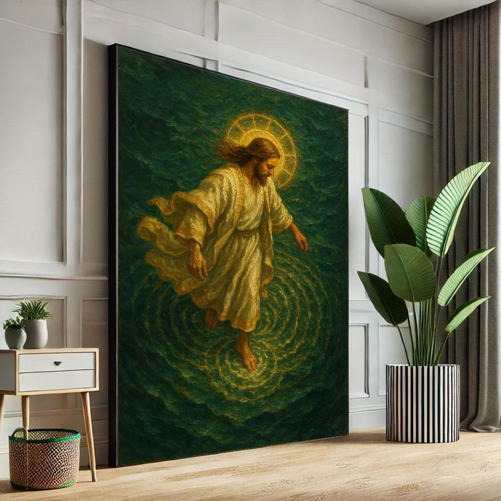 Jesus Walking on Water Canvas Print, Spiritual Home Decor