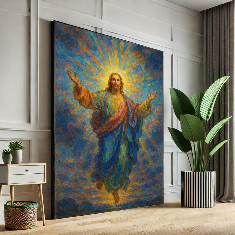 Radiant Jesus Canvas Print: Spiritual Living Room Statement Piece