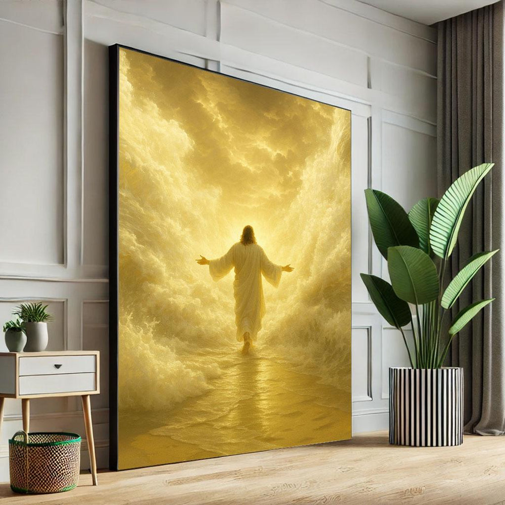 Radiant Jesus Canvas Print, Golden Light Spiritual Decor