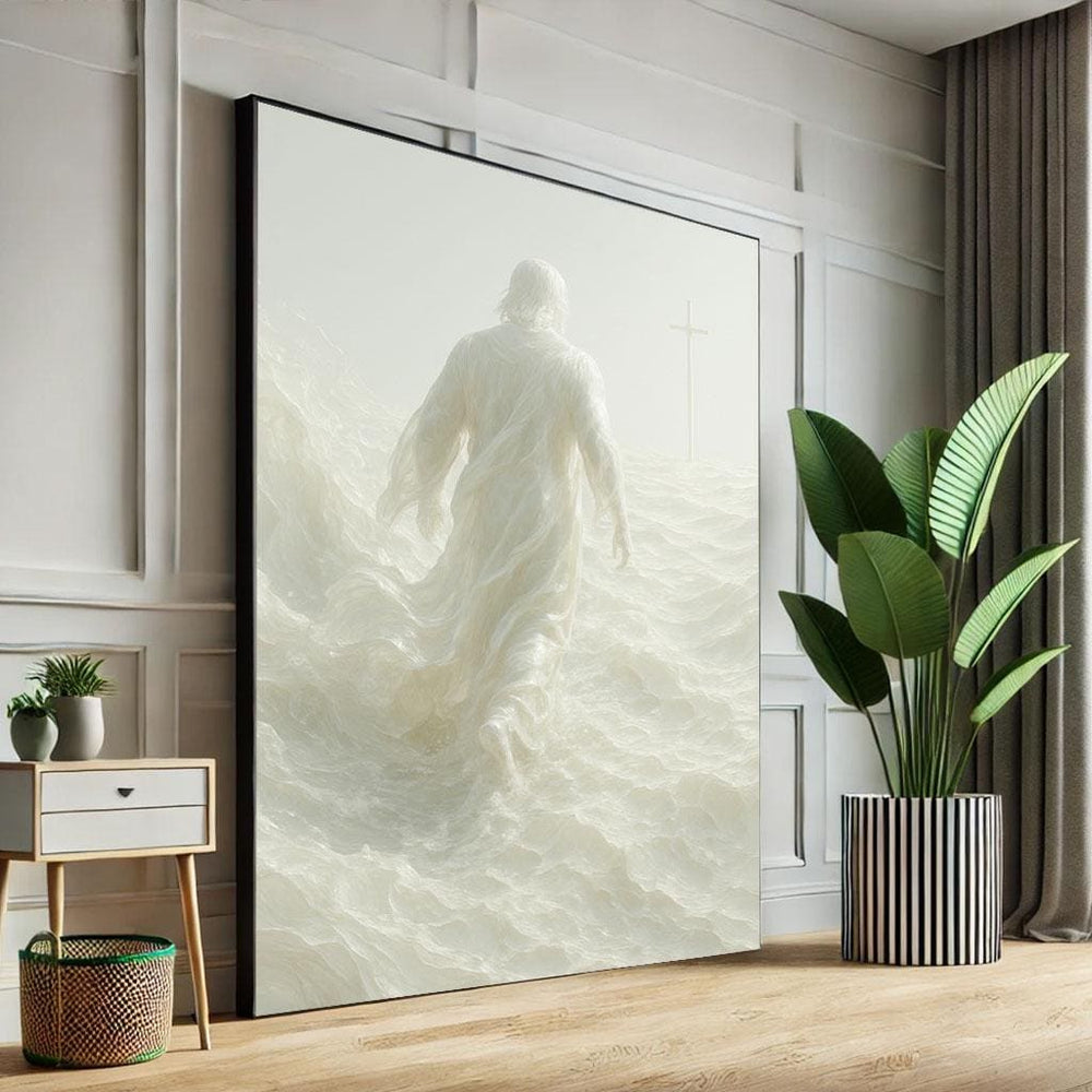 Jesus Walking on Water Canvas Print, Serene Home Decor