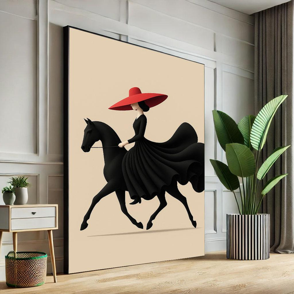 Woman on Horse Canvas Print, Elegant Living Room Art