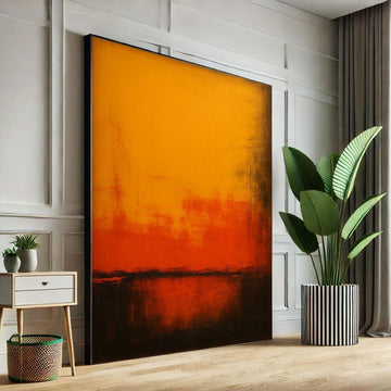 Image 1 of Mark Rothko Inspired Orange and Black Canvas Bold Color Field Painting Reproduction for Modern Living Room Decor